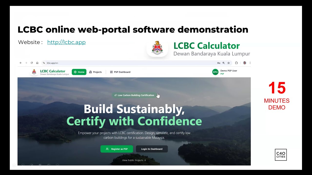 Low-Carbon Building Checklist (LCBC) web portal training for building submissions to DBKL, Malaysia