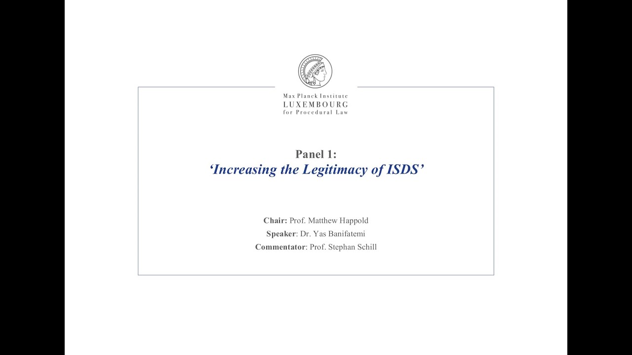 TTIP – Panel 1 - Increasing the Legitimacy of ISDS