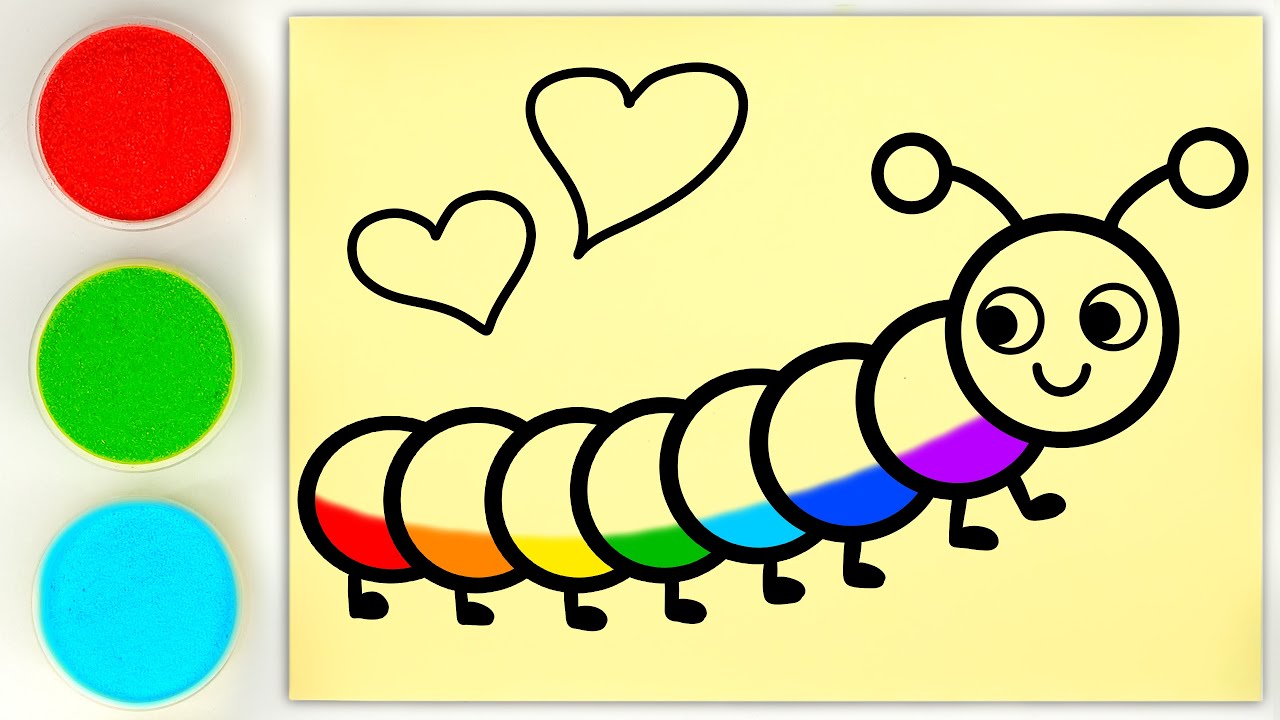 Sand painting caterpillar with color sand YouTube