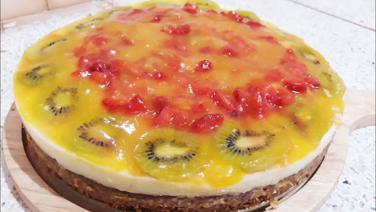 طورطة الفواكه الباااااردة بطريقة سهلة و مكونات بسيييطة