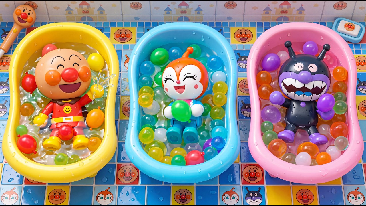 90 Minutes Satisfying with Unboxing Anpanman Colorful Pool Toy Set