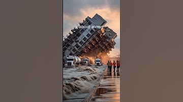 Bangunan Besar Runtuh Akibat Banjir Sungai di Jalanan #shorts #ai