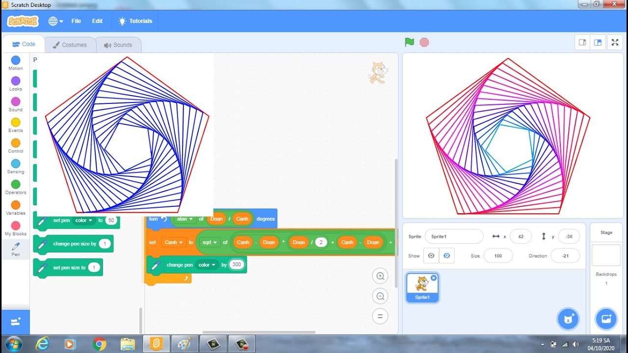 Lập Trình Scratch Vẽ Hình Ngũ Giác Và Xoay Lồng Nhau-10-2020|VĐD ...