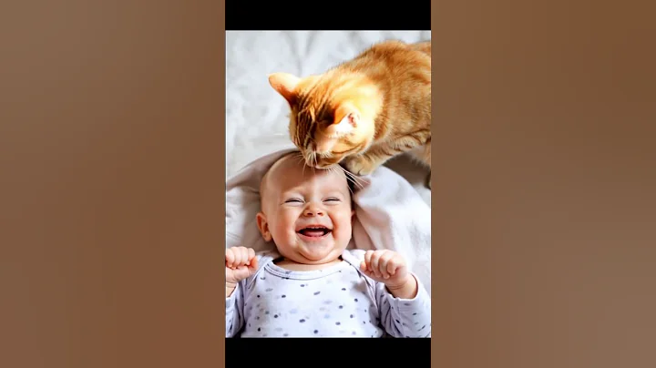 Watch the video about Baby and British Shorthair Golden Cat 🍼🐾#babyshorts #cute #cat