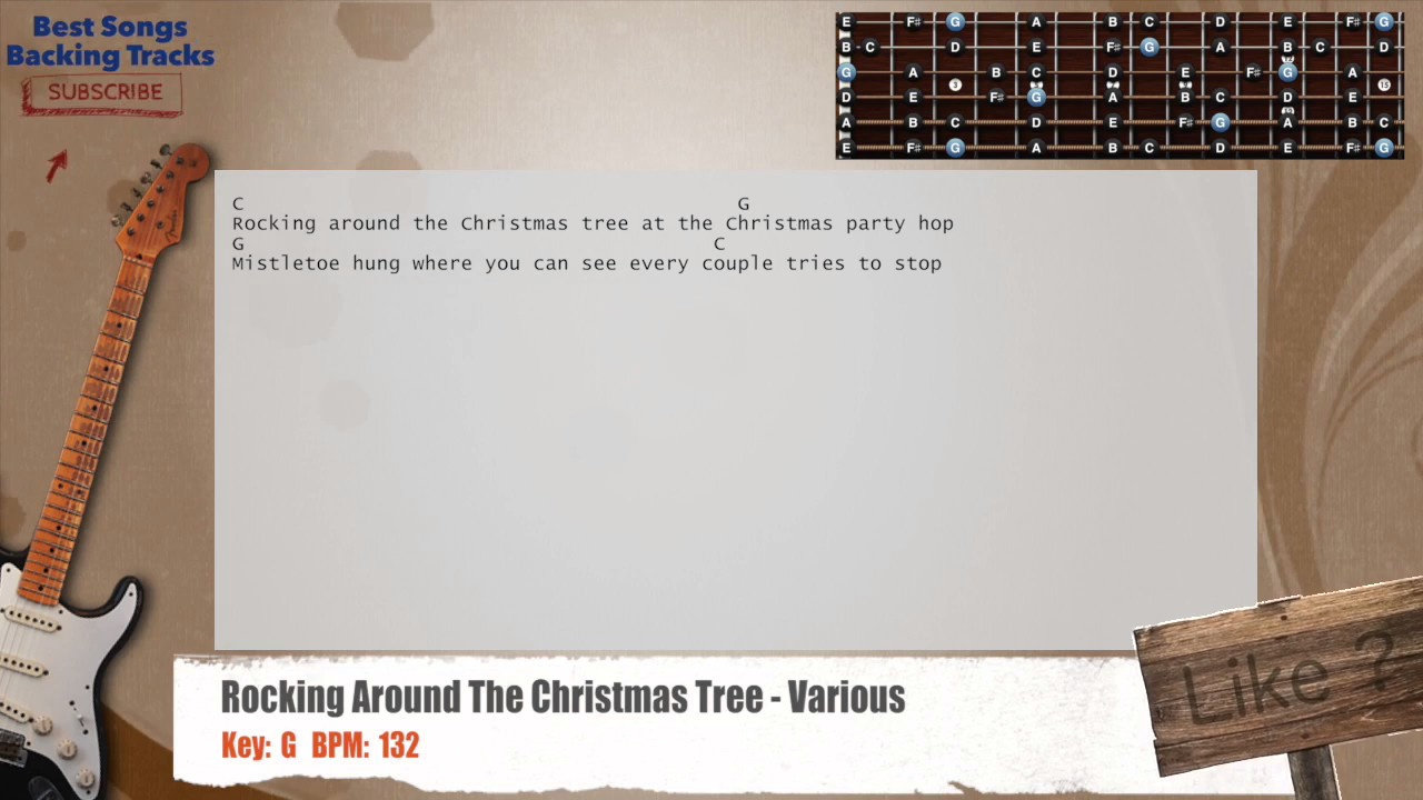 Rocking Around The Christmas Tree - Various Guitar Backing Track with chords and lyrics - YouTube
