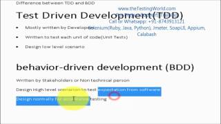Difference between TDD and BDD[Call/WhatsApp: +91-8743-913-121 to Buy Full Course]