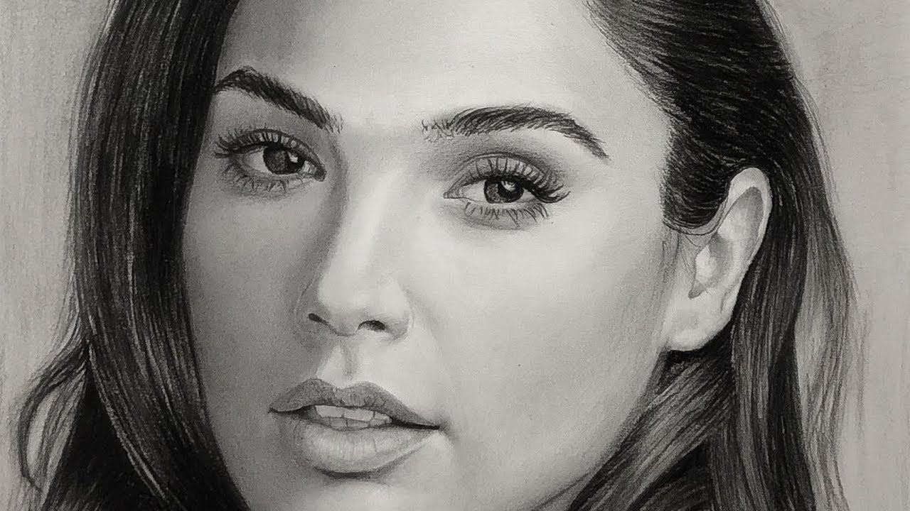 Drawing Gal Gadot Wonder Women Realistic Pencil Drawing Timelapse   YouTube