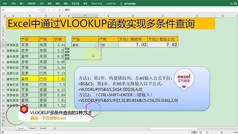 Excel教學 | Excel中通过VLOOKUP函数实现多条件查询的2种方法，简单高效！