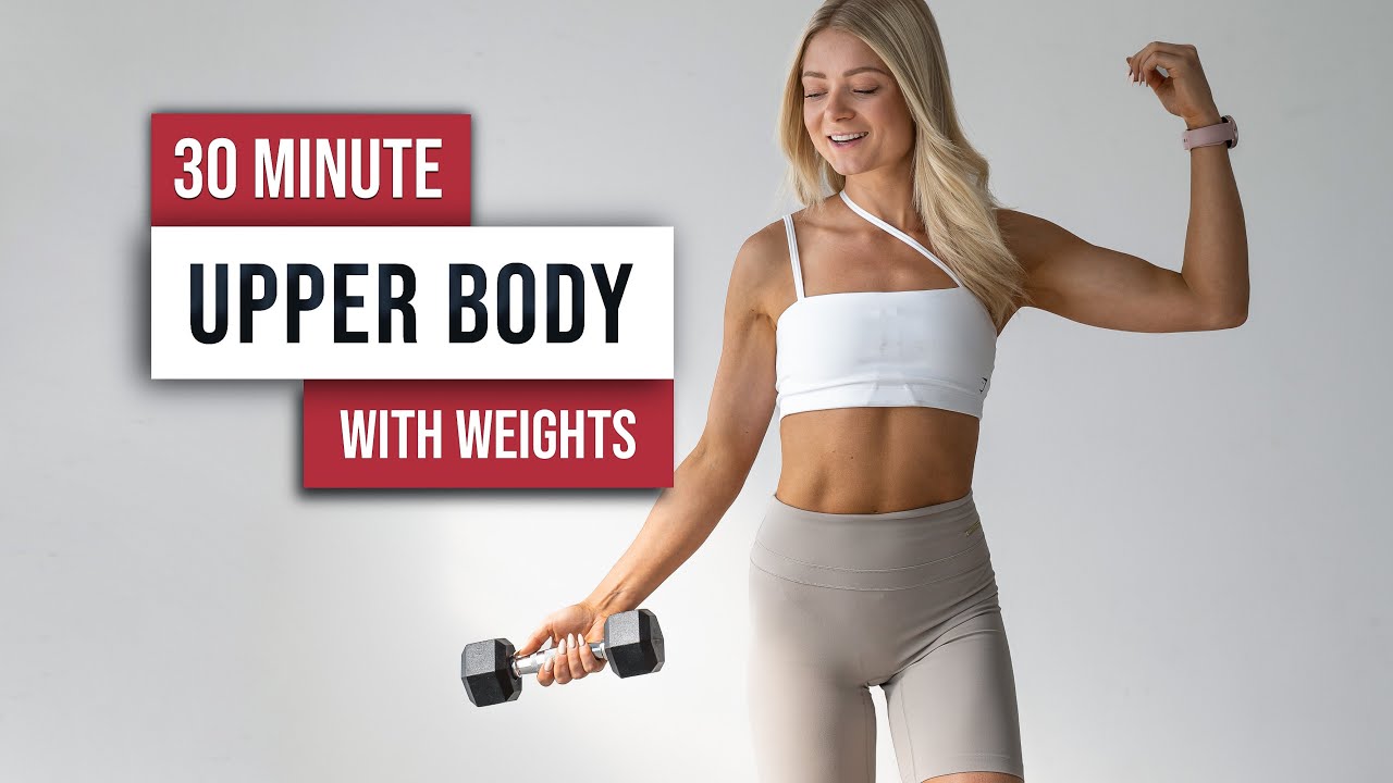 30 MIN TONED UPPER BODY Workout With Weights, No Repeat, Home Workout with dumbbells