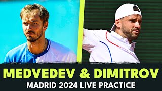 LIVE STREAM: Daniil Medvedev vs Grigor Dimitrov Practice | Madrid 2024