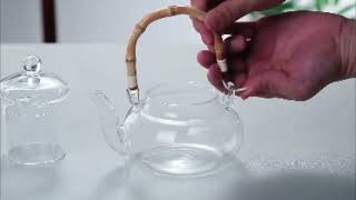 Handmade Bamboo Handle Glass Teapot