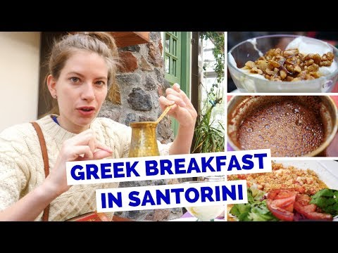 Greek Breakfast in Santorini, Greece