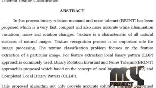 Final Year Projects 2015 | BRINT: Binary Rotation Invariant and NoiseTolerant Texture Classification