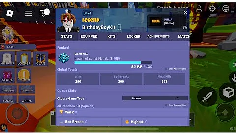 I hit diamond rank on my alt account (Roblox Bedwars)