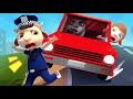 Crazy Driver &amp; Everyone Run Away!!! Funny Cartoon for Kids | Fast Red Car &amp; Police Officer Helper