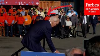 BREAKING NEWS: Biden Trips Going Up Stairs Ahead Of Delivering Speech On Bidenomics