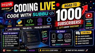 Coding LIVE | Java, Python, Full Stack, AI/ML & DSA | Road to 1000 Subscribers 🚀 #live #livestream