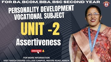 Personality Development Vocational Subject || Unit-2 || Assertiveness || For Second Year
