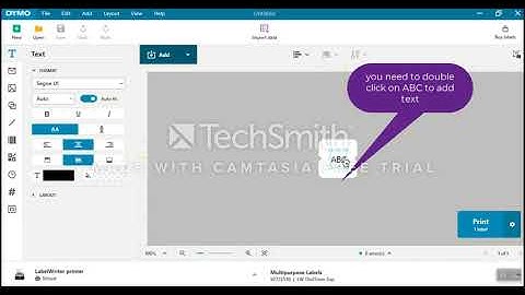 How to choose label size and add text in DYMO Connect software