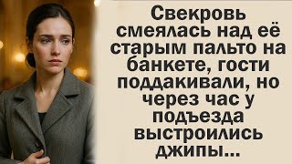видео: Свекровь смеялась над её старым пальто на банкете, гости поддакивали, но через час выстроились джипы картинка: Свекровь смеялась над её старым пальто на банкете, гости поддакивали, но через час выстроились джипы