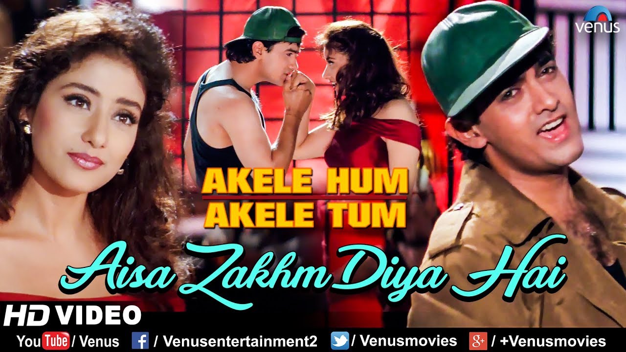 Aisa Zakhm Diya Hai   HD VIDEO SONG  Aamir khan  Manisha Akele Hum Akele Tum 90s Best Love Song