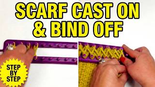 How to CAST ON and BIND OFF a Loom SCARF | Step-by-Step Beginner Tutorial
