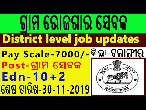 District level jobs in Odisha !! GRAM ROZGAR SEVAK !! BALANGIR District Odisha jobs !! Apply offline
