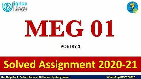 MEG 01 Solved Assignment 2020-21 | Poetry 1 |  British Poetry | IGNOU Solved Assignment
