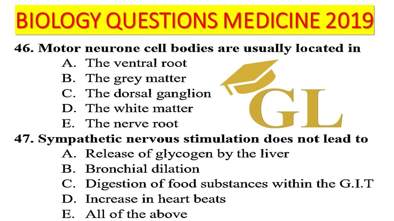 BIOLOGY QUESTIONS FOR MEDICINE 2019 - YouTube