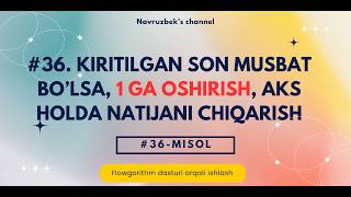 Flowgorithm. #36. Kiritilgan son musbat bo'lsa 1 ga oshirish, aks holda natijani chiqarish