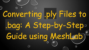 Converting .ply Files to .bag: A Step-by-Step Guide using MeshLab