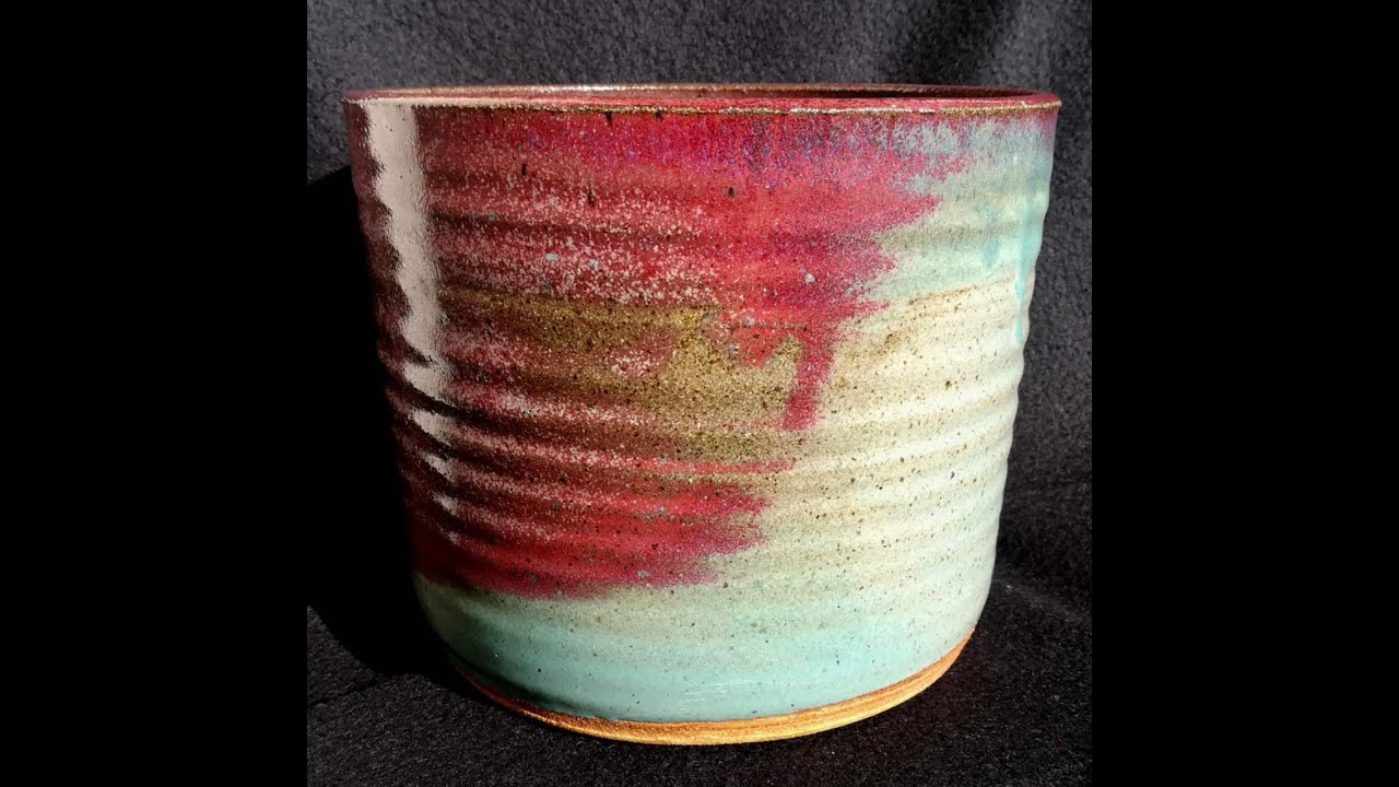金元代钧窑弦纹天蓝玫瑰紫釉笔海筒, A Jun ware string motif purple