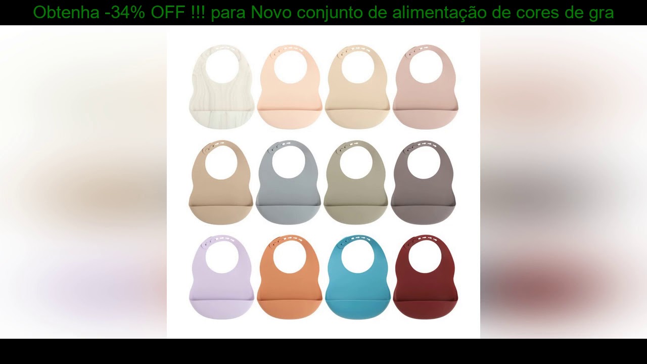 Reveja -34% OFF – Novo conjunto de alimentação de cores de grau alimentício silicone babadores plac