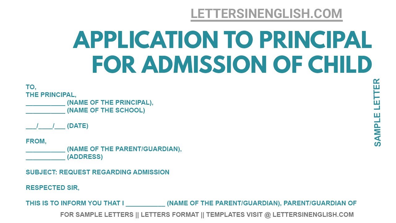 application letter for kindergarten school admission