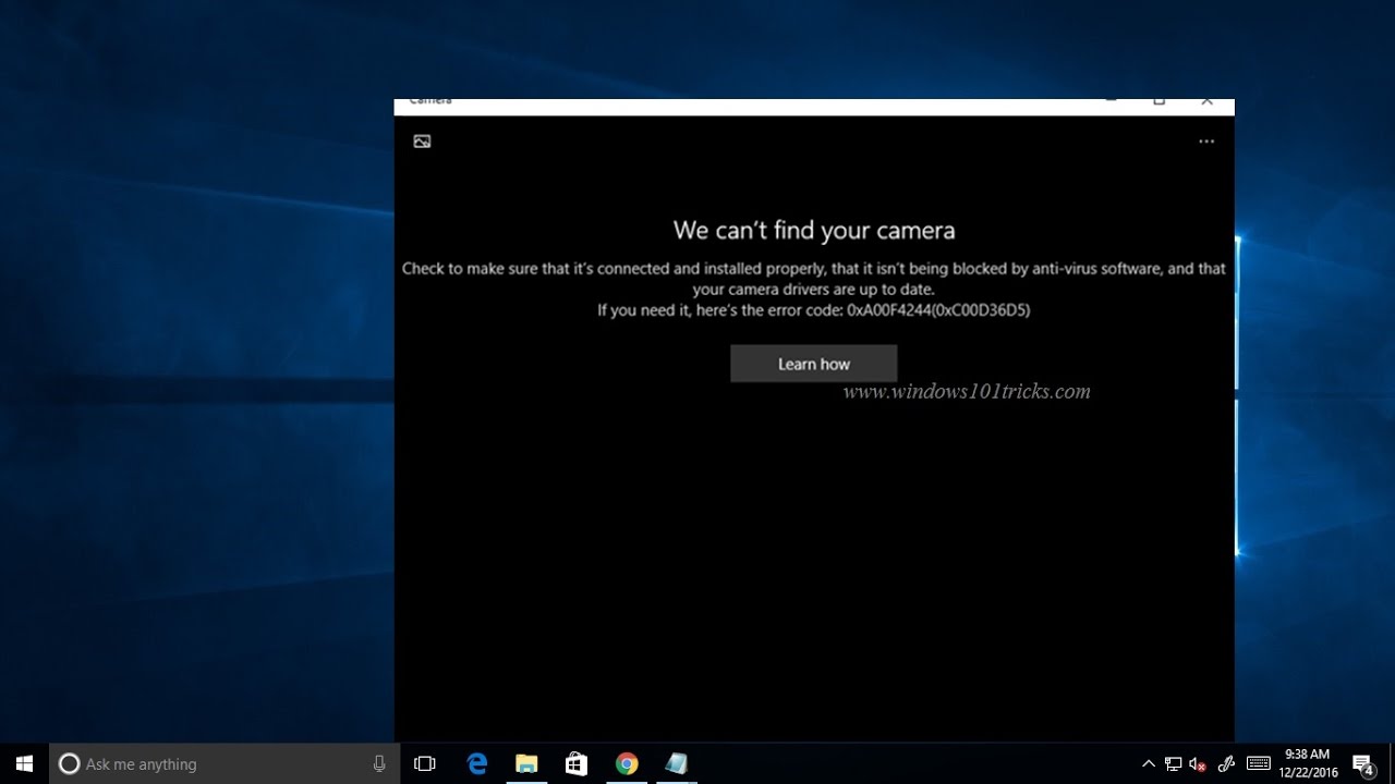 Solved We Can T Find Your Camera Windows 10 Error Code 0xa00f4244