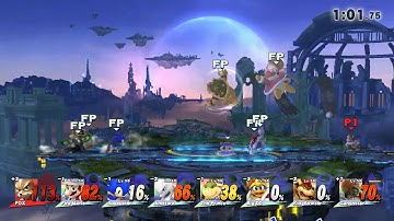 SSB4 Episode:77 - Amiibo Battle( 8 Player Free For All, Throwing Items)