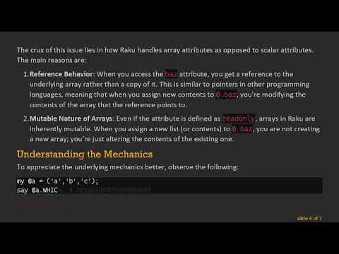 Understanding readonly Array Attributes in Raku Classes: Why They Can Be Modified
