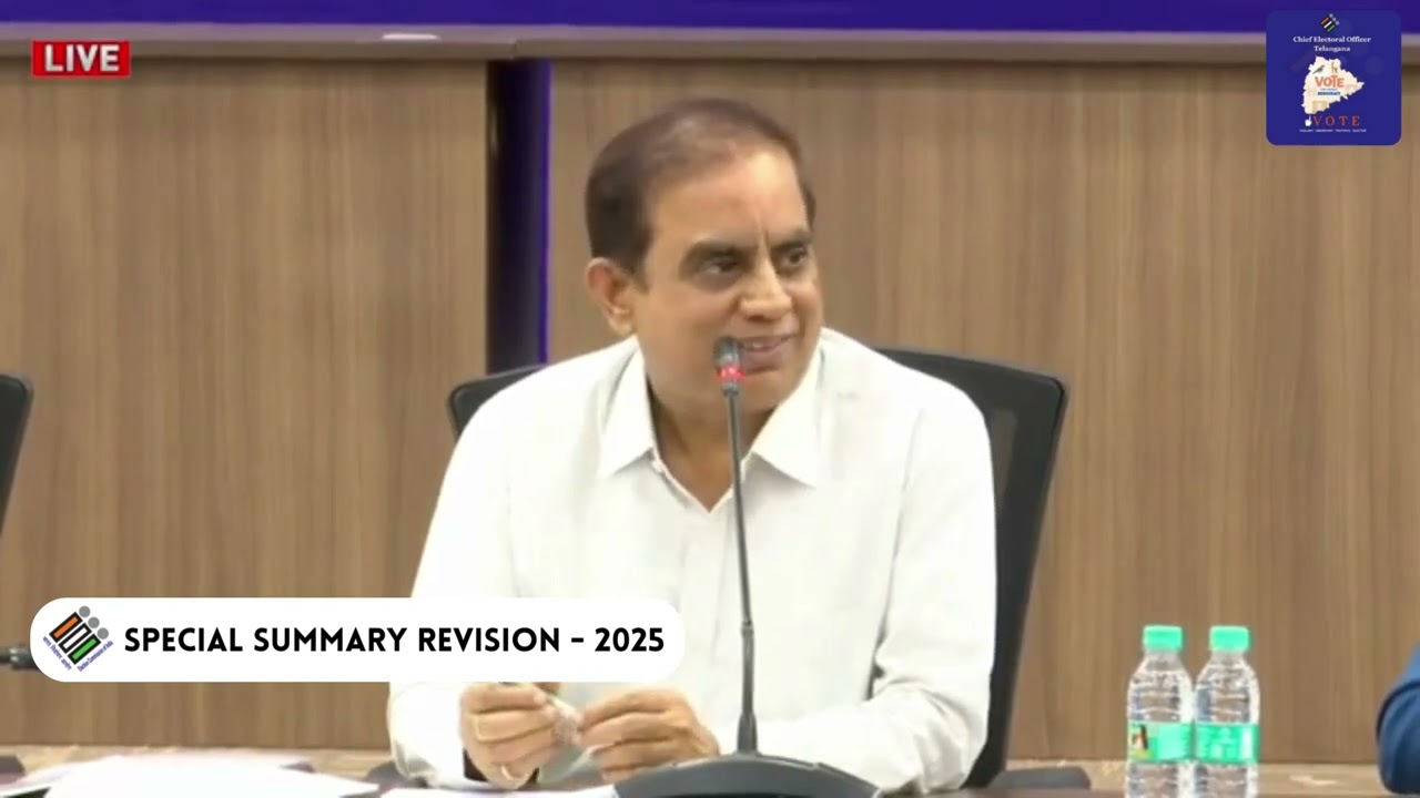 Sri C. Sudharshan Reddy, IAS.,Chief Electoral Officer, Telangana addressing Press Conference on SSR