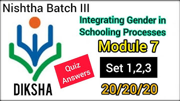 Nishtha2.0|Answer to module-7| Integrating Gender in schooling Processes|Gender issues in education