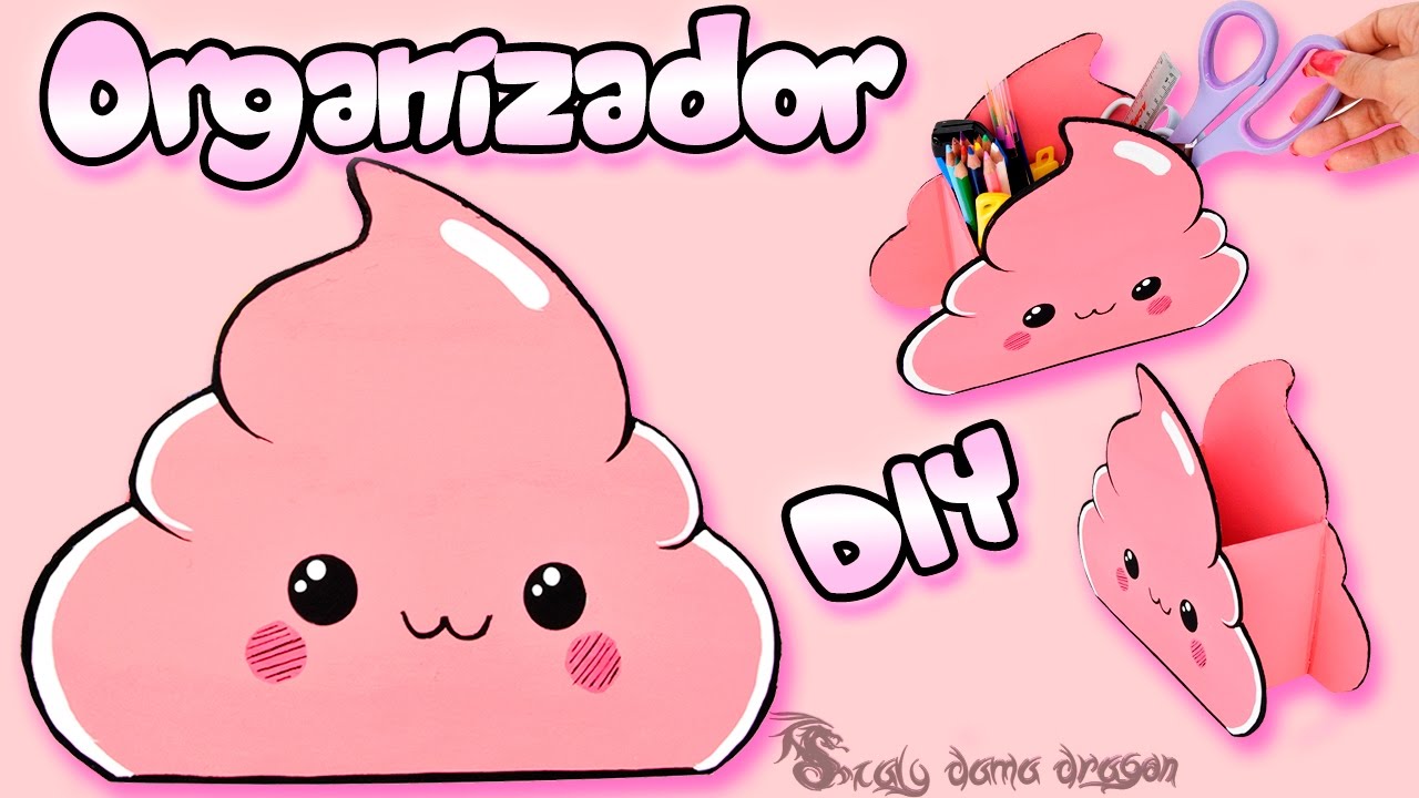 Organizador Kawaii caca emoji para escritorio DIY