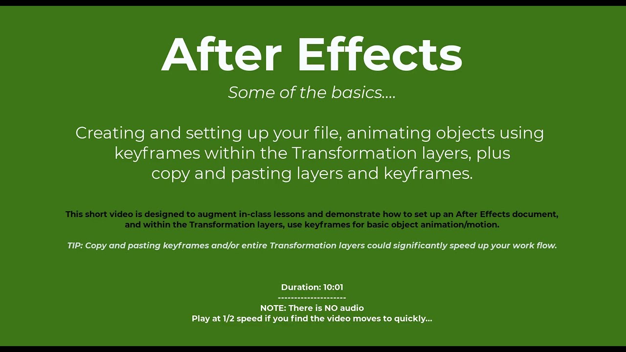 After Effects -  Quick document set-up, Transformation and Keyframe Basics