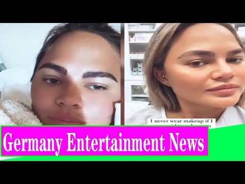 Chrissy Teigen reveals her new look eyebrows after undergoing hair transplant surgery    as she warn