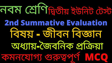 Life science suggestion class 9 2nd unit test -Class 9 2nd Summative Evaluation MCQ question &answer