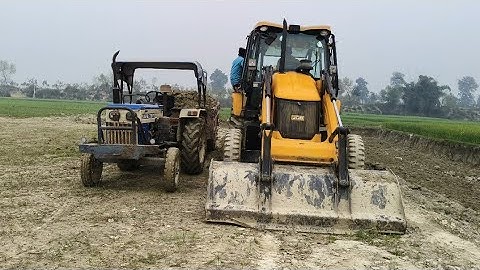 Jcb Machine Swaraj 735 FE New Tractor Over Loading Trolley video | Swaraj Tractor | JCB 3dx video 🚜🚜