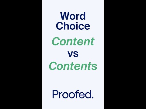 Word Choice: Content vs Contents