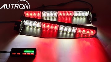 Visor Strobe Light Bar 34" Red White 32W LED Emergency Warning 18 Flash Modes Patrol