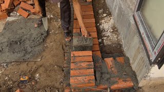 Construction Skills | How To Build Brick Step With Sand and Cement | My Construction Work