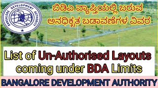 Warning: BDA identifies 279 Un-Authorised Layouts under BDA Limits, warns against buying plots.