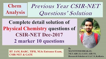 Detail solution of previous year CSIR-NET Dec-2017 Physical Chemistry questions||CSIR-NET