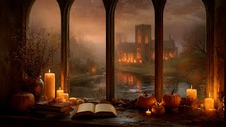 Rainy Autumn Writing Ambience in a Candlelit Castle | Dark Academia × Pumpkincore Aesthetic